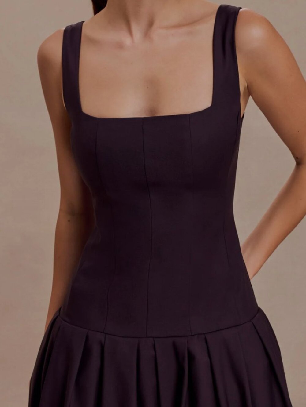 Meshki NWT Natascha Drop Waist Cotton Midi Dress in Chocolate Brown - Size XXL - Picture 3 of 16